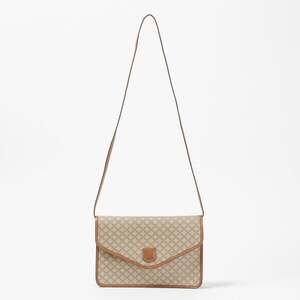 Celine Macadam Triomphe Logo Shoulder Bag Beige Crossbody